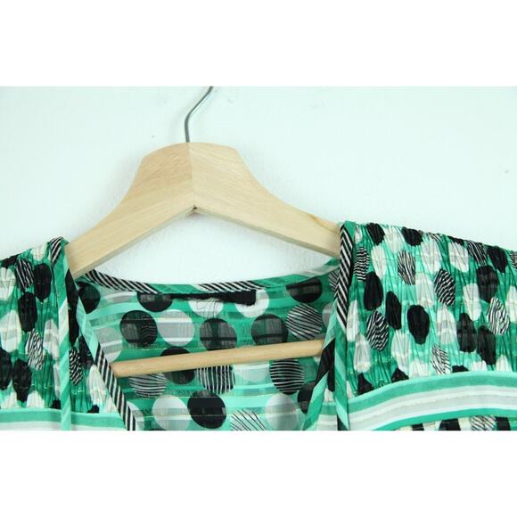 Women's XL ? Tunic Top Sheer Metallic Pleated Festive Holiday Boho Geometric - Picture 5 of 10